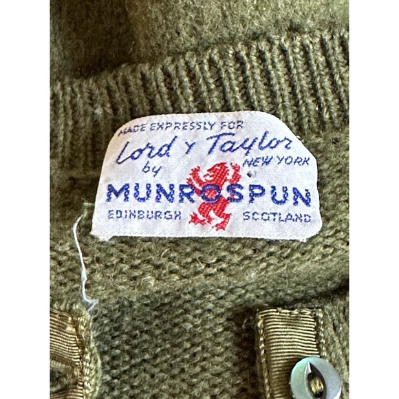 Vintage Olive Green Women’s Button Up Cardigan Lord & Taylor Grunge Kurt Cobain - Picture 8 of 10